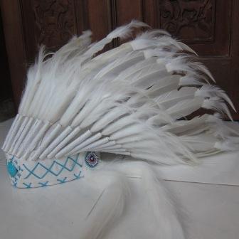 Headdress White with Turquoise