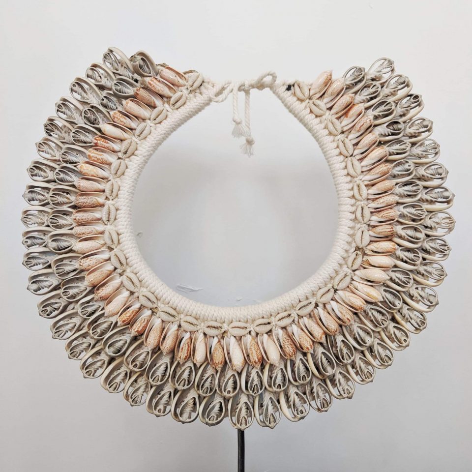 Peach grey shell necklace 